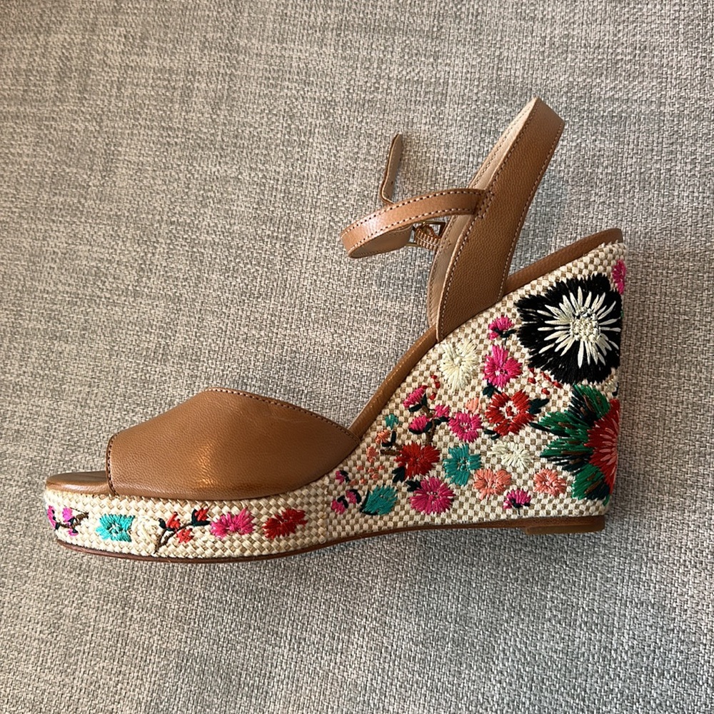 KATE SPADE Embroidered Raffia Wedges | Leather Raffia Wedge Heels | Summer Heels